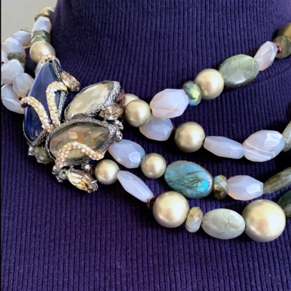 ALEXIS BITTAR • Iconic NEW Maldivian Gemstone Cluster Hand Knotted Necklace